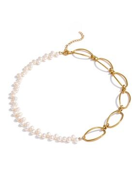 Gold Link and Pearl Necklace